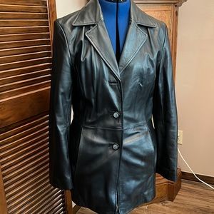 100% leather and 100% polyester lining women’s blazer
